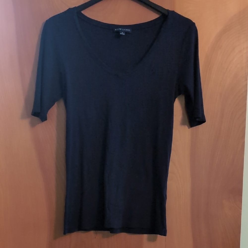 Ralph Lauren Navy V-Neck Top